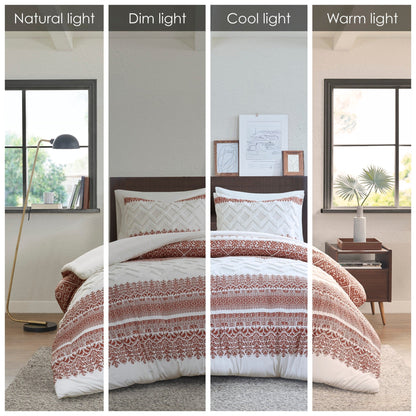 Parure de lit 3 pièces INK+IVY Mila en coton avec touffetage chenille