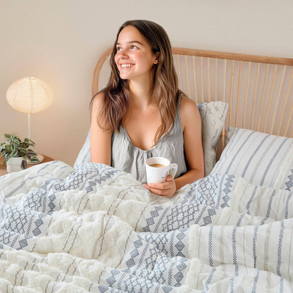 Ensemble de couette en coton imprimé INK+IVY Imani avec chenille