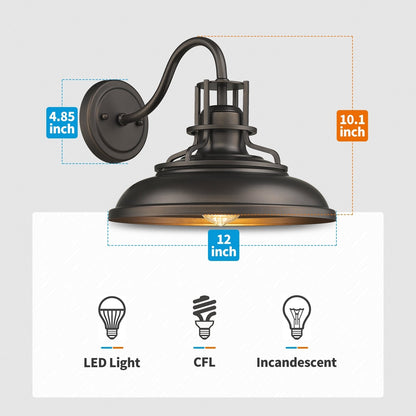 Appliques murales d'intérieur/extérieur, appliques murales à col de cygne style ferme vintage, finition bronze huilé