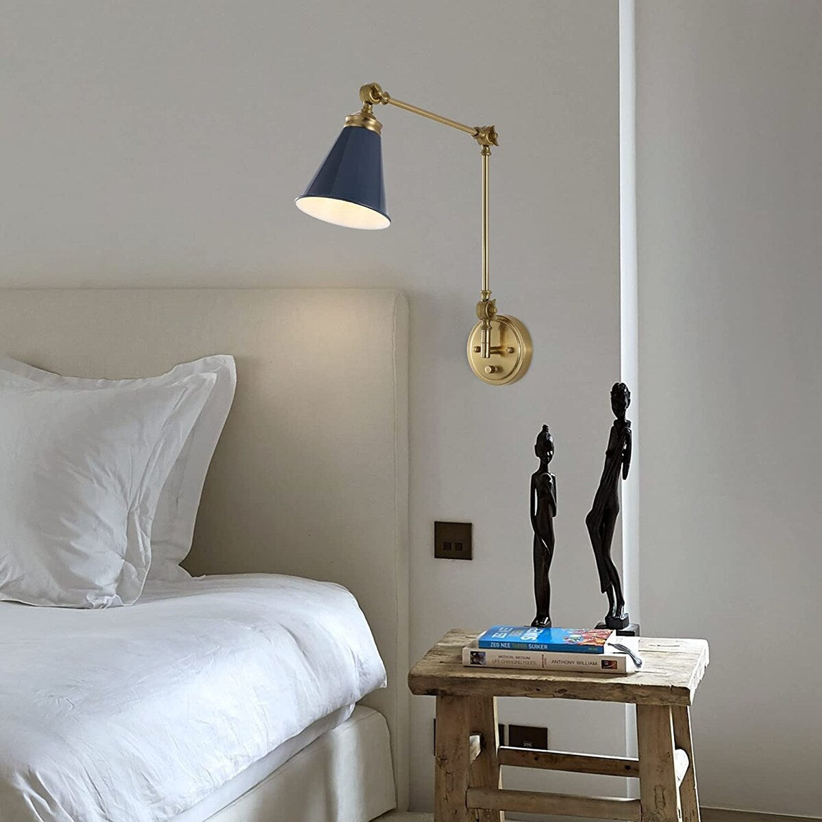 Applique murale industrielle WINGBO à bras articulé avec abat-jour en métal, lot de 2...