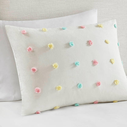 Ensemble de courtepointe en coton jacquard à pompons Ensley pour enfants Intelligent Design avec coussins décoratifs