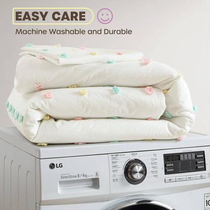 Ensemble de courtepointe en coton jacquard à pompons Ensley pour enfants Intelligent Design avec coussins décoratifs