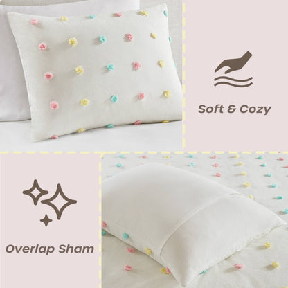 Ensemble de courtepointe en coton jacquard à pompons Ensley pour enfants Intelligent Design avec coussins décoratifs