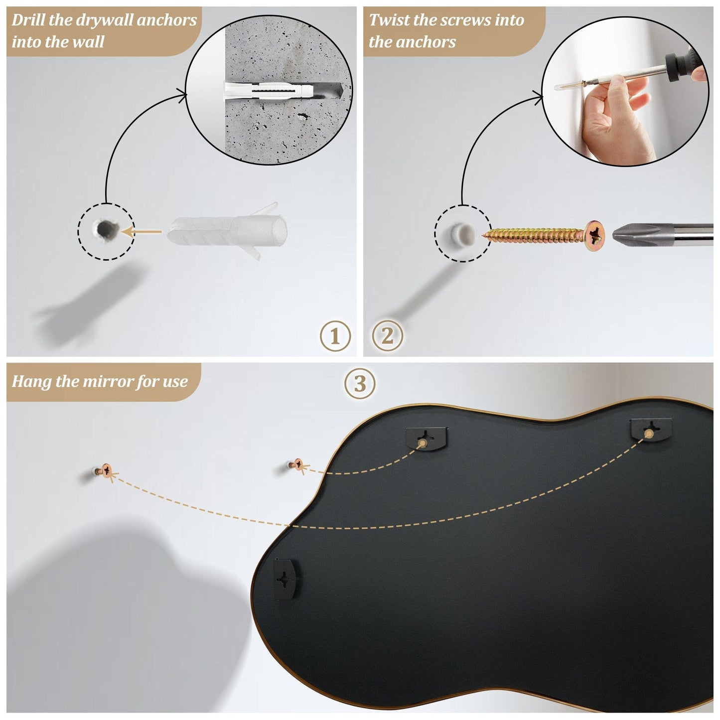 Miroir mural irrégulier Miroir mural décoratif asymétrique