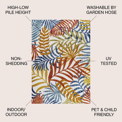 Tapis d'intérieur/extérieur JONATHAN Y Aydin à motifs de feuilles de palmier