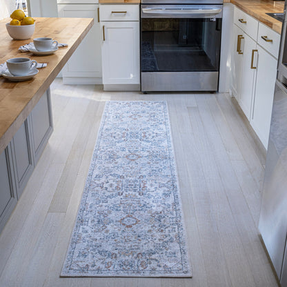 Tapis JONATHAN Y Brandy Bohemian Medallion à poils courts, lavable en machine, couleur crème/terre.