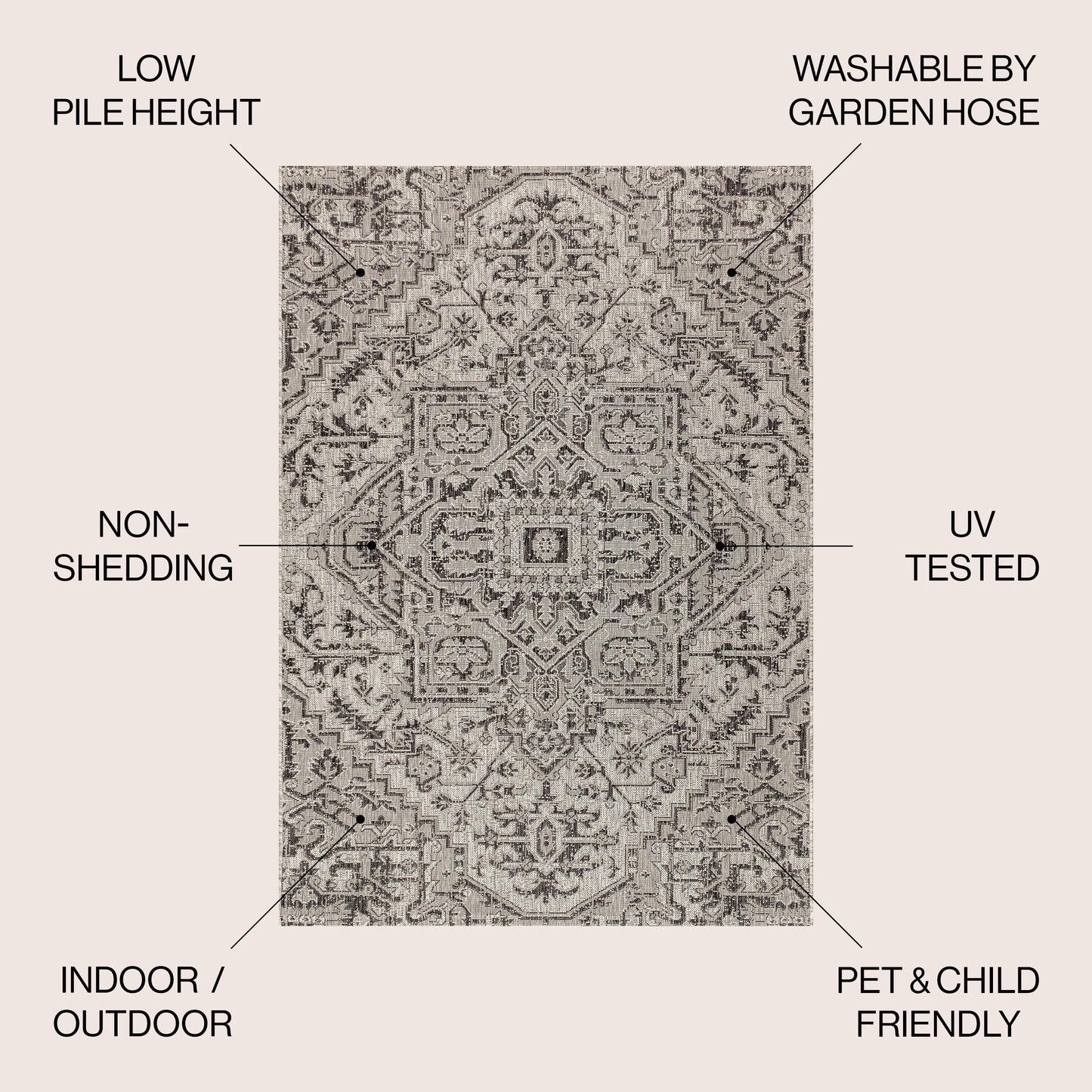 Tapis d'intérieur/extérieur JONATHAN Y Charleston Medallion