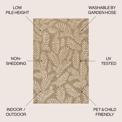 JONATHAN Y Tapis intérieur/extérieur à fronde de palmier Galon