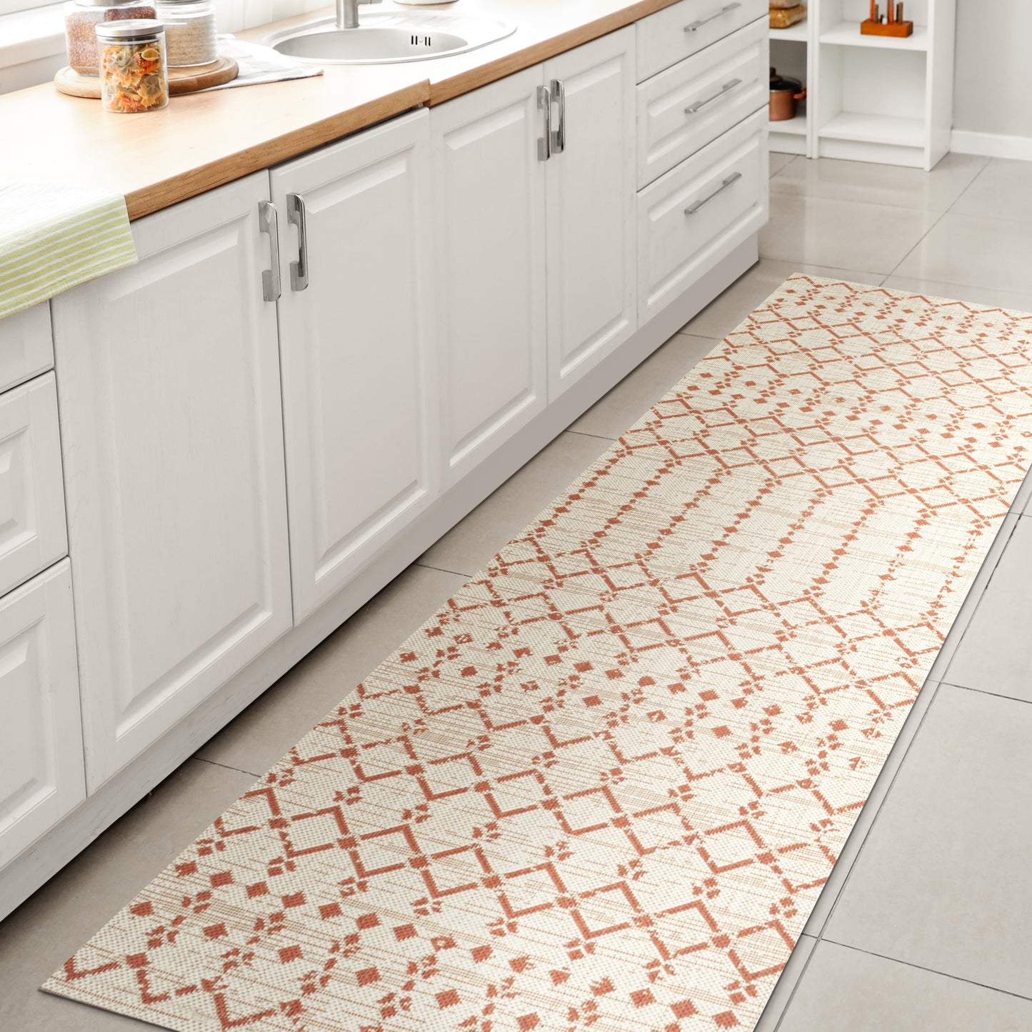 Tapis d'intérieur/extérieur JONATHAN Y Trebol à tissage géométrique texturé marocain