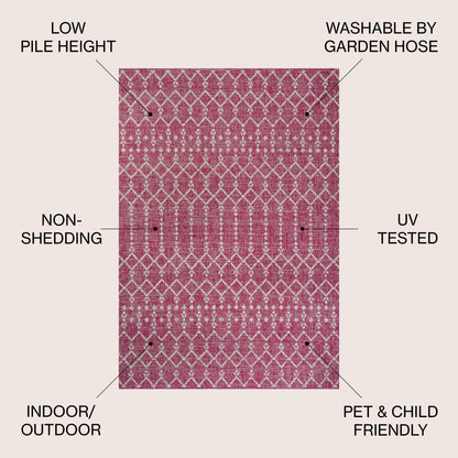 Tapis d'intérieur/extérieur JONATHAN Y Trebol à tissage géométrique texturé marocain