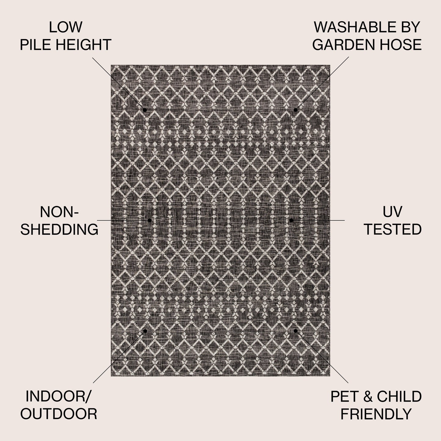 Tapis d'intérieur/extérieur JONATHAN Y Trebol à tissage géométrique texturé marocain