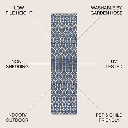 Tapis d'intérieur/extérieur JONATHAN Y Trebol à tissage géométrique texturé marocain