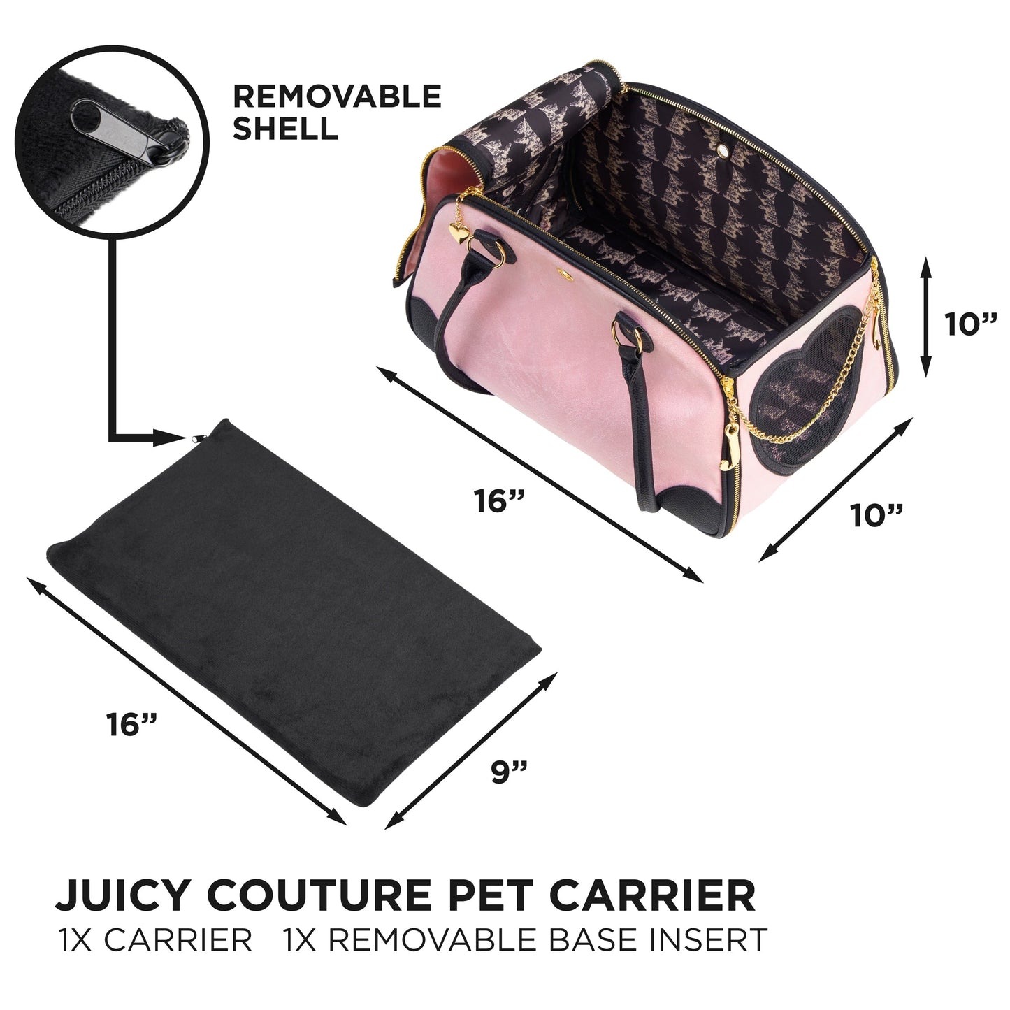 Sac de transport élégant Juicy Couture Give Me Treats pour animaux de compagnie - Sac de voyage