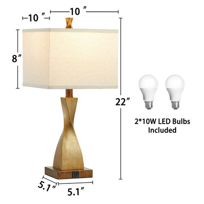 Lampe de table tactile KAWOTI 22'' avec ports USB et ampoules (lot de 2)