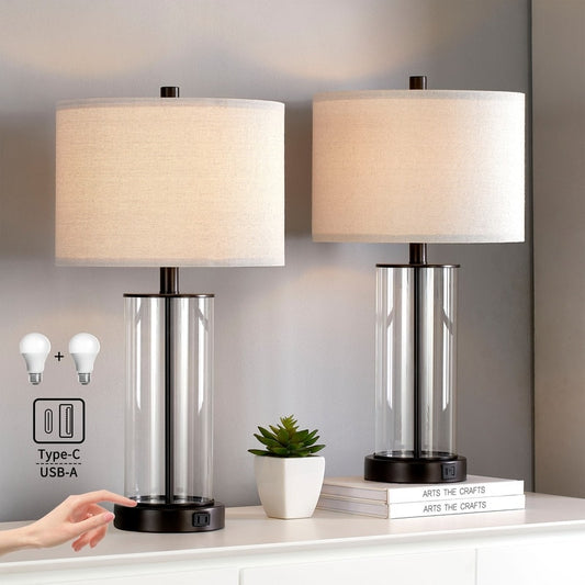 Lampe de table tactile KAWOTI 23,25 avec port USB et ampoules incluses