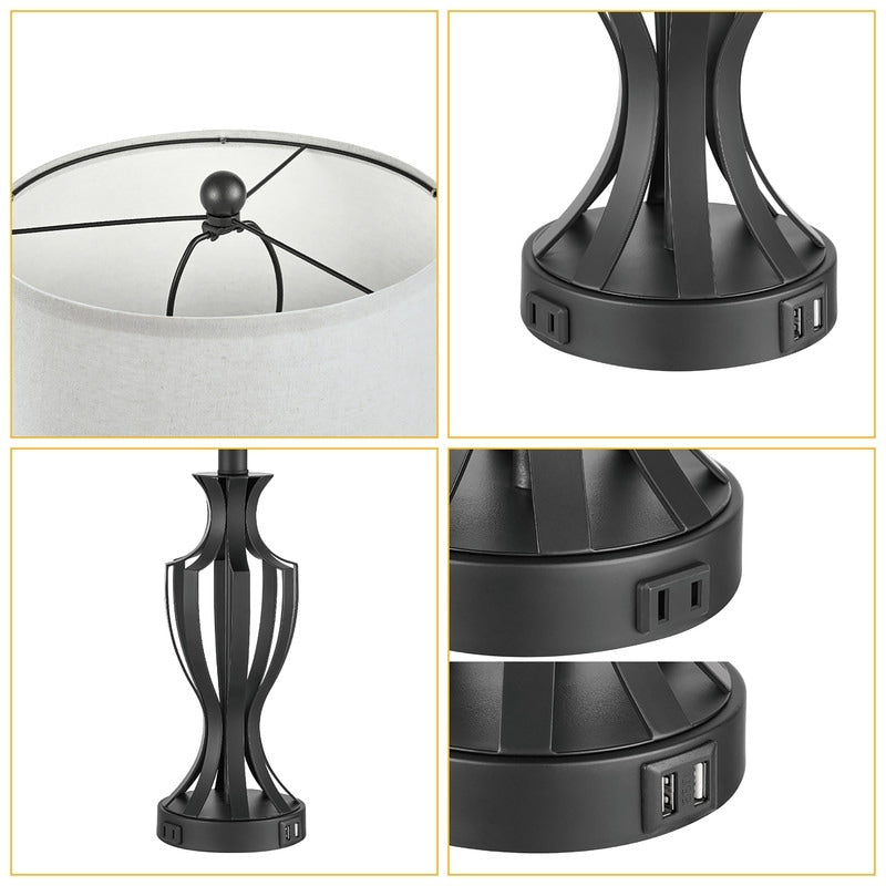 Lampe de table tactile KAWOTI 23 avec ampoules et port USB (lot de 2) - L 12 x H 23,25