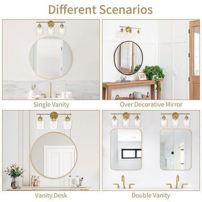 Applique murale KAWOTI à 3 lumières avec abat-jour en verre et variateur - L22 x l7 x H10,5