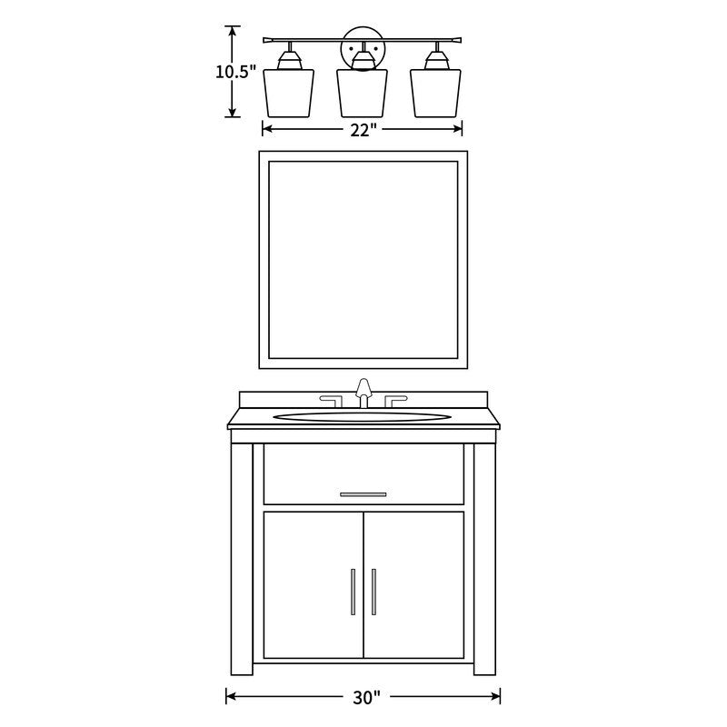 Applique murale KAWOTI à 3 lumières avec abat-jour en verre et variateur - L22 x l7 x H10,5
