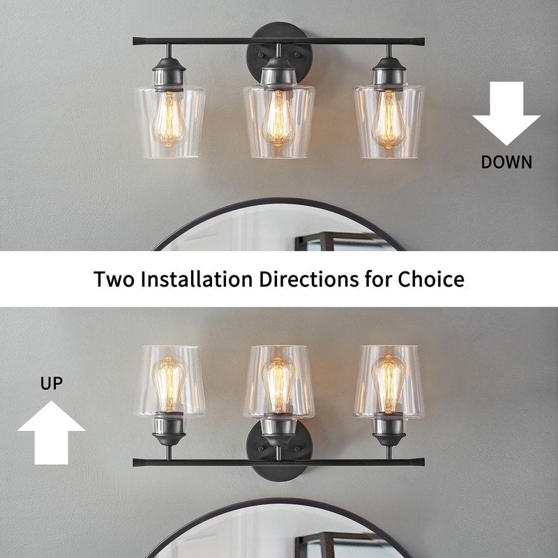 Applique murale KAWOTI à 3 lumières avec abat-jour en verre et variateur - L22 x l7 x H10,5