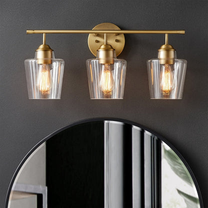 Applique murale KAWOTI à 3 lumières avec abat-jour en verre et variateur - L22 x l7 x H10,5