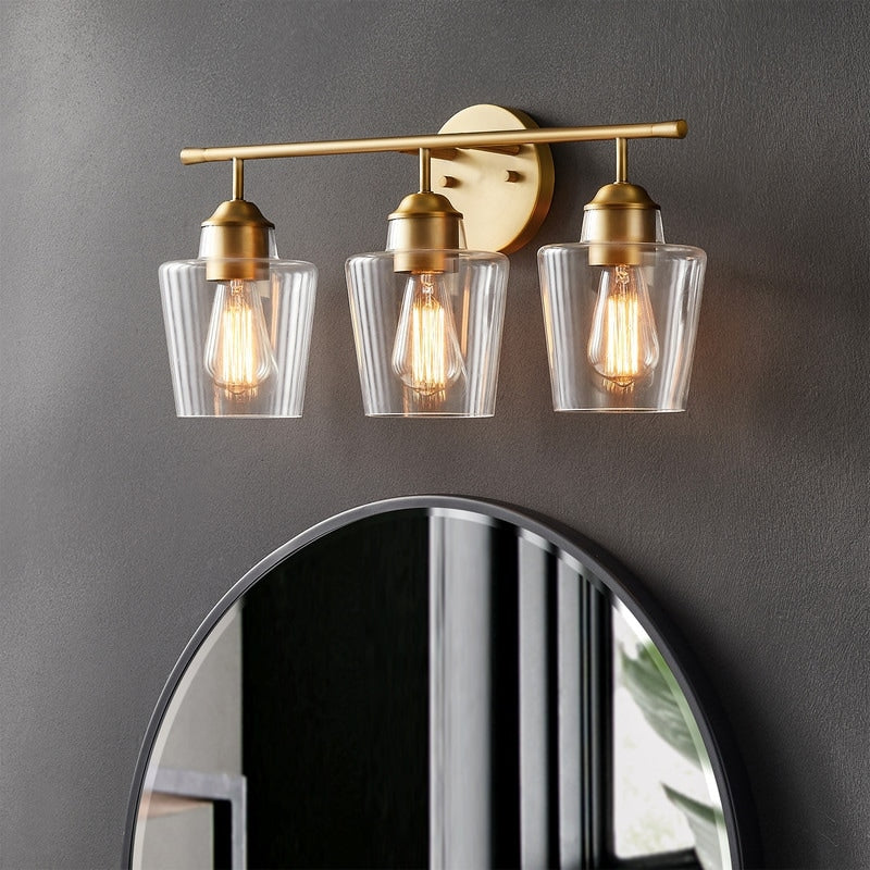 Applique murale KAWOTI à 3 lumières avec abat-jour en verre et variateur - L22 x l7 x H10,5