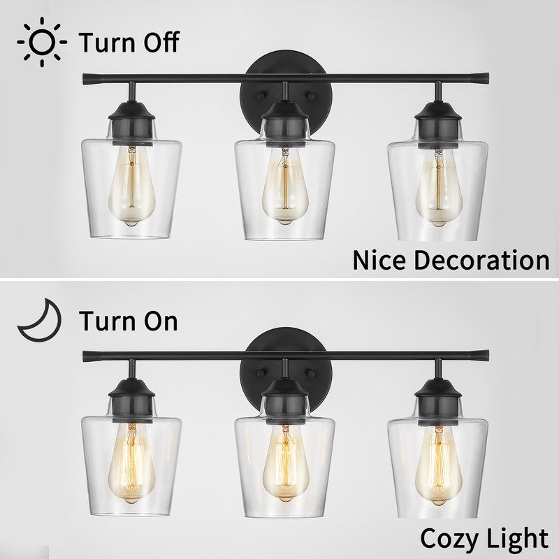 Applique murale KAWOTI à 3 lumières avec abat-jour en verre et variateur - L22 x l7 x H10,5