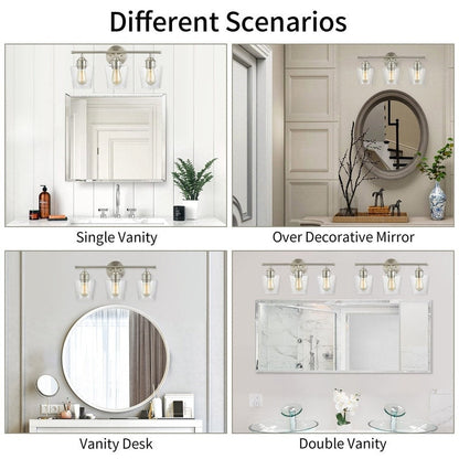 Applique murale KAWOTI à 3 lumières avec abat-jour en verre et variateur - L22 x l7 x H10,5