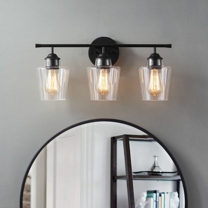 Applique murale KAWOTI à 3 lumières avec abat-jour en verre et variateur - L22 x l7 x H10,5