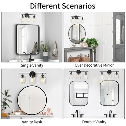 Applique murale KAWOTI à 3 lumières avec abat-jour en verre et variateur - L22 x l7 x H10,5