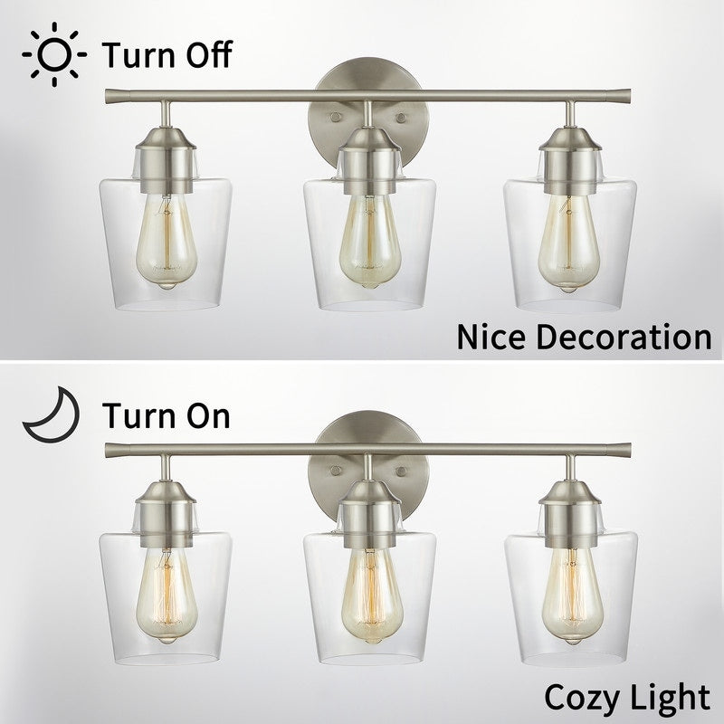 Applique murale KAWOTI à 3 lumières avec abat-jour en verre et variateur - L22 x l7 x H10,5
