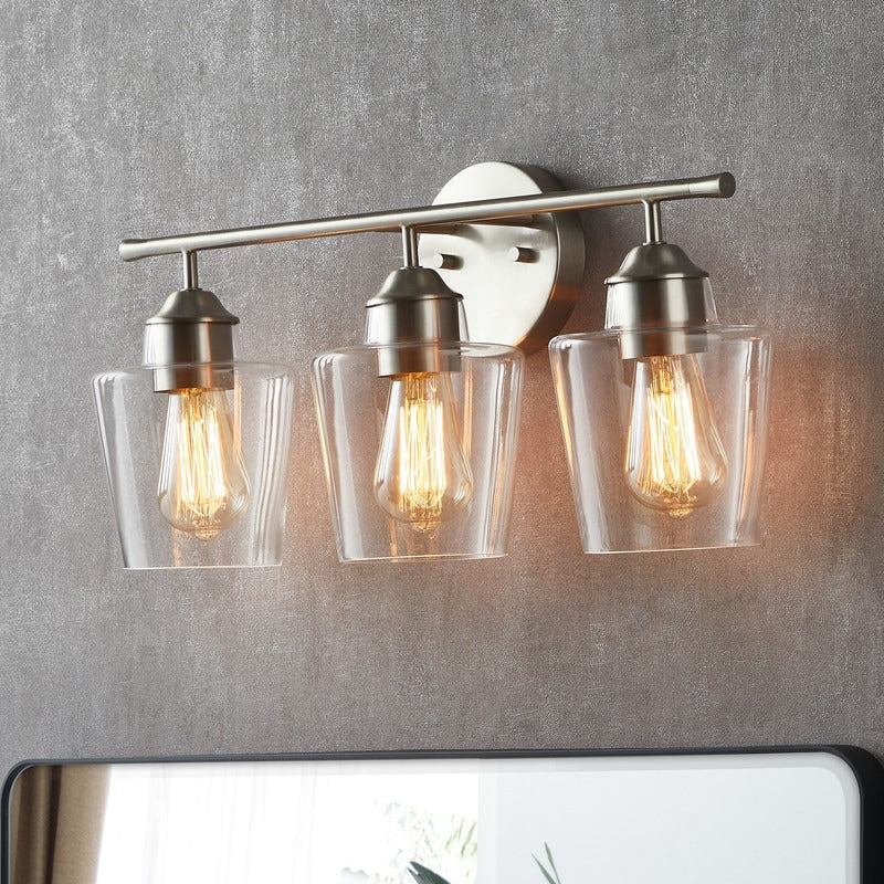 Applique murale KAWOTI à 3 lumières avec abat-jour en verre et variateur - L22 x l7 x H10,5