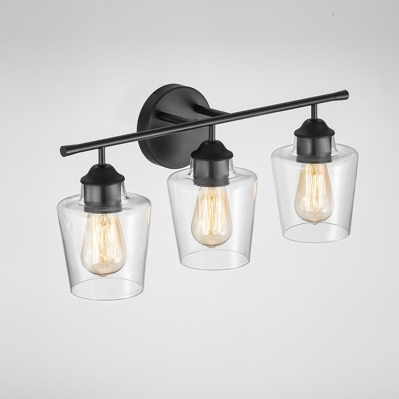 Applique murale KAWOTI à 3 lumières avec abat-jour en verre et variateur - L22 x l7 x H10,5