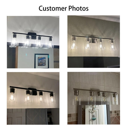 Applique murale moderne KAWOTI de 74 cm (29 pouces) à 4 lumières avec abat-jour en verre transparent