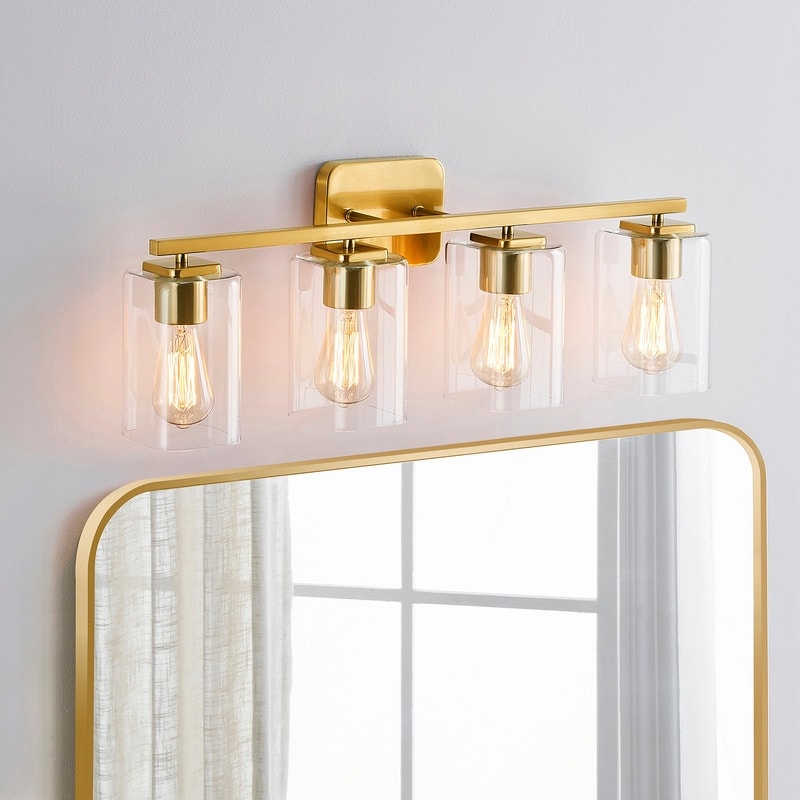 Applique murale moderne KAWOTI de 74 cm (29 pouces) à 4 lumières avec abat-jour en verre transparent