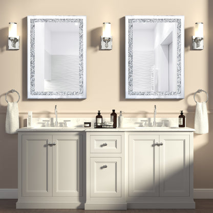 Miroir mural décoratif rectangulaire en cristal argenté KOHROS