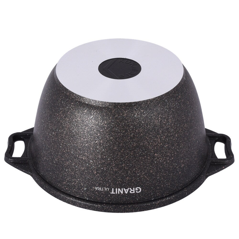 Casserole antiadhésive KUKMARA Granit Ultra en aluminium effet marbre avec couvercle en verre