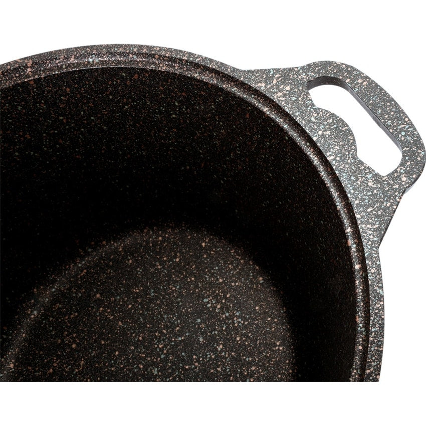 Casserole antiadhésive KUKMARA Granit Ultra en aluminium effet marbre avec couvercle en verre