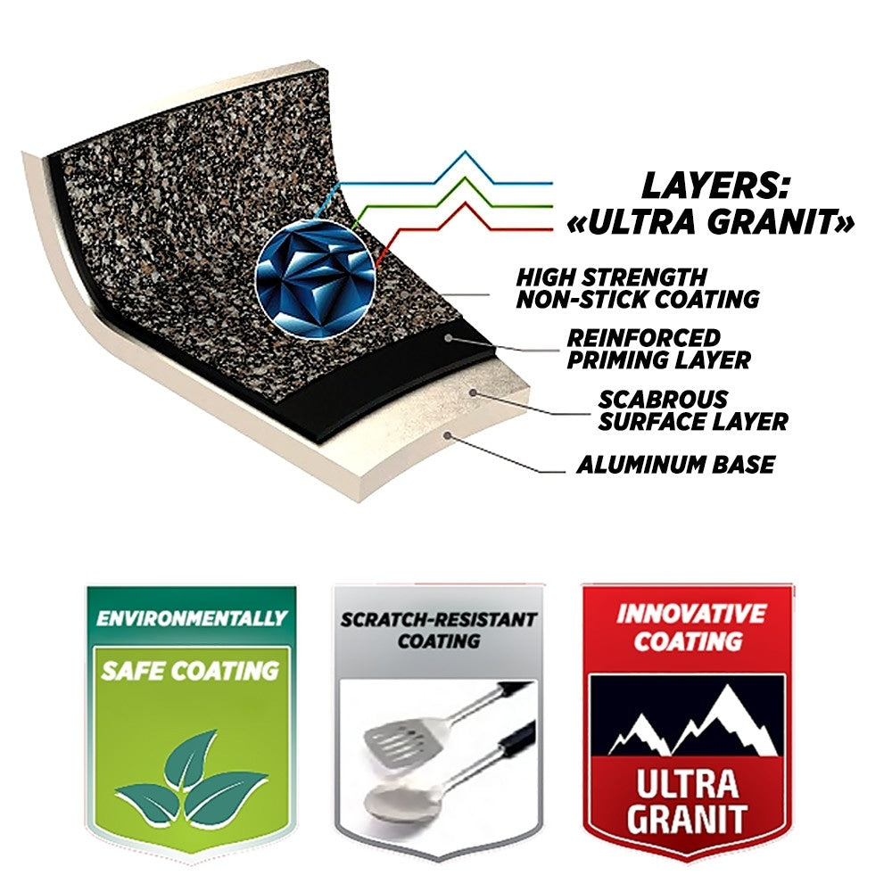 Casserole antiadhésive KUKMARA Granit Ultra en aluminium effet marbre avec couvercle en verre