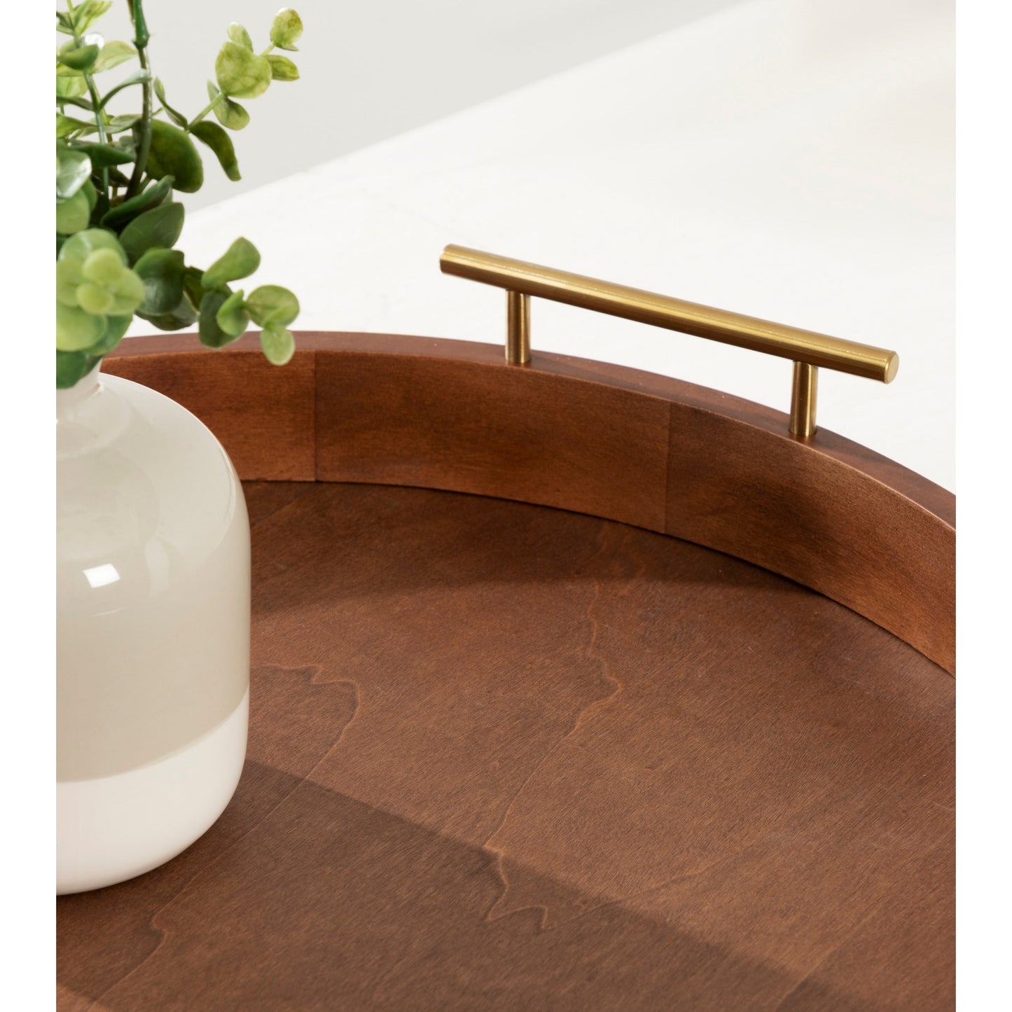 Plateau décoratif rond Kate and Laurel Lipton avec poignées en métal