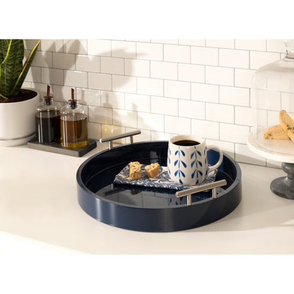 Plateau décoratif rond Kate and Laurel Lipton avec poignées en métal