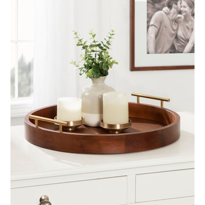 Plateau décoratif rond Kate and Laurel Lipton avec poignées en métal