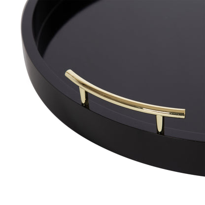 Plateau décoratif rond Kate and Laurel Lipton avec poignées en métal