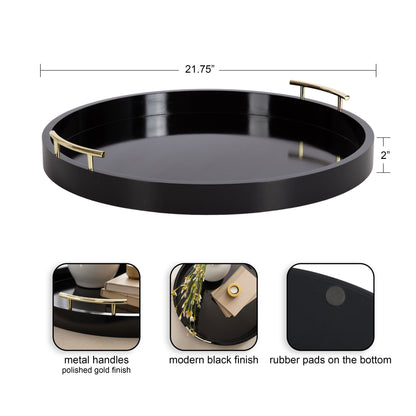 Plateau décoratif rond Kate and Laurel Lipton avec poignées en métal