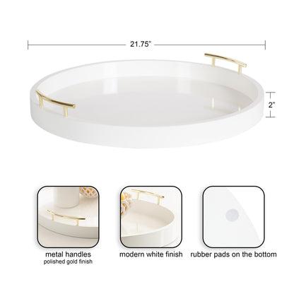 Plateau décoratif rond Kate and Laurel Lipton avec poignées en métal