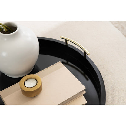 Plateau décoratif rond Kate and Laurel Lipton avec poignées en métal