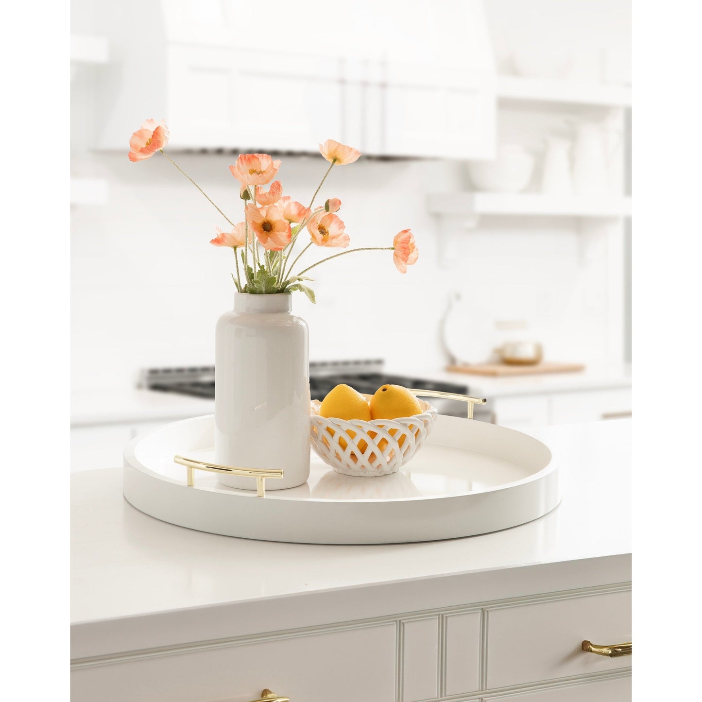 Plateau décoratif rond Kate and Laurel Lipton avec poignées en métal