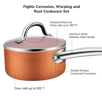 Ensemble de 12/30 pièces de batterie de cuisine antiadhésive à induction Kitchen Academy