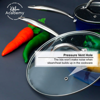 Batterie de cuisine en granit, poêles et casseroles antiadhésives, 12/15/30 pièces