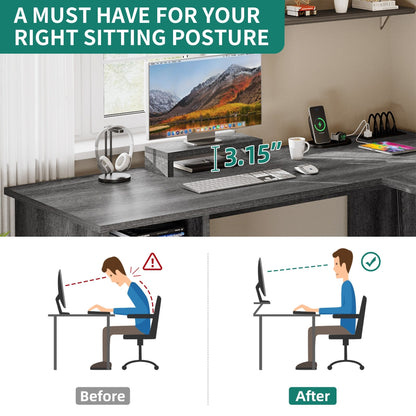 Bureau de jeu d'angle Moasis en L de 59 pouces avec support pour écran