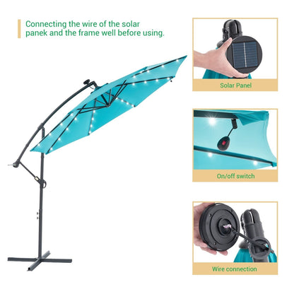 Parasol de terrasse déporté à LED LIVOOSUN de 10 pieds avec base croisée